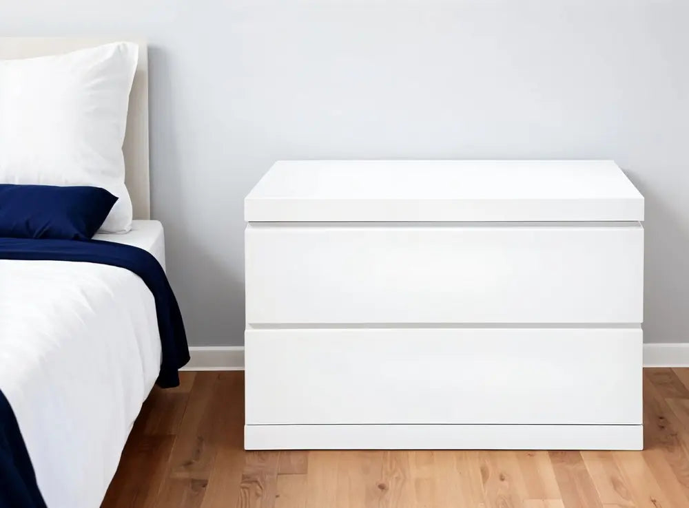 20" White Wood Two Drawer Nightstand HomeRoots