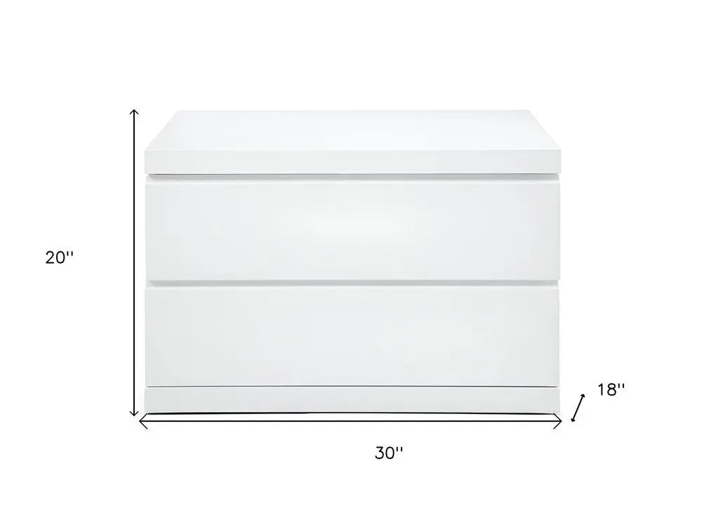 20" White Wood Two Drawer Nightstand HomeRoots