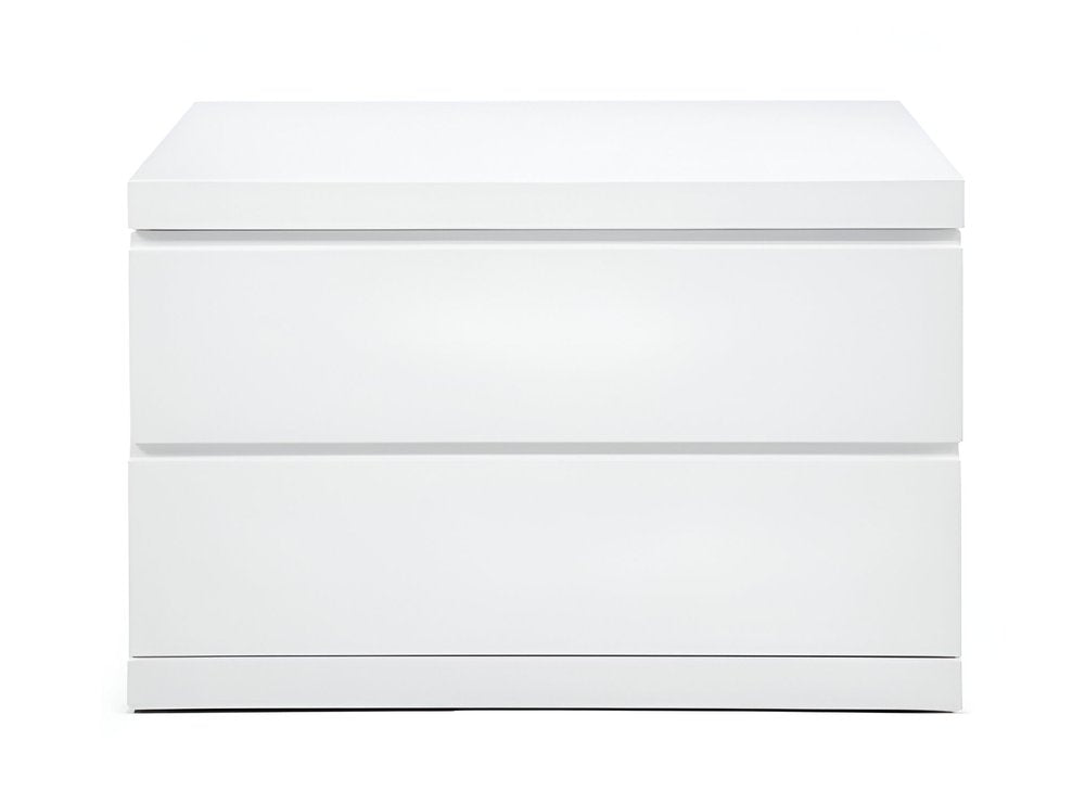 Mesita de noche de madera blanca de 20" con dos cajones