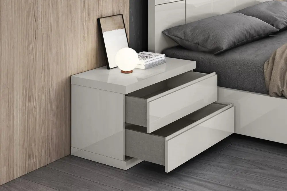 Modern Gray Woodgrain Finish 2 Drawer Nightstand HomeRoots