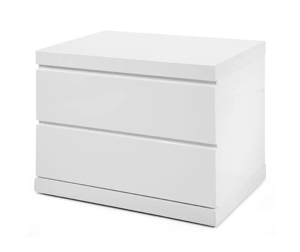 18" White Wood Two Drawer Nightstand HomeRoots
