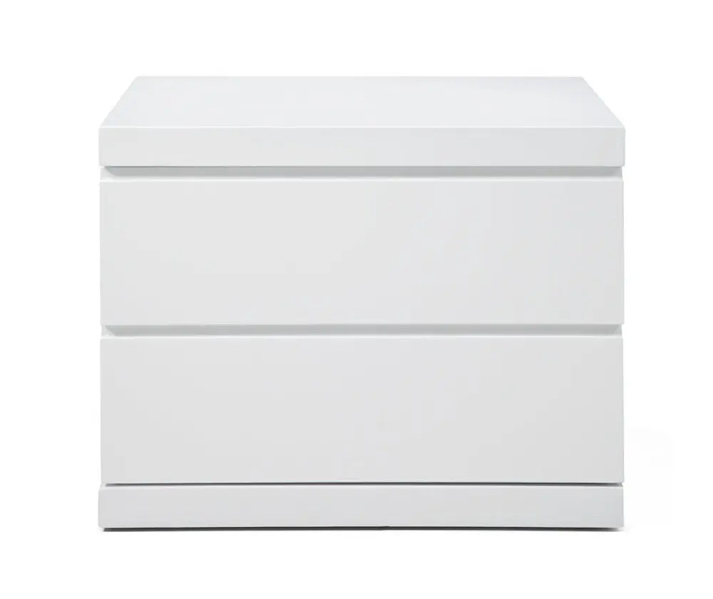 18" White Wood Two Drawer Nightstand HomeRoots