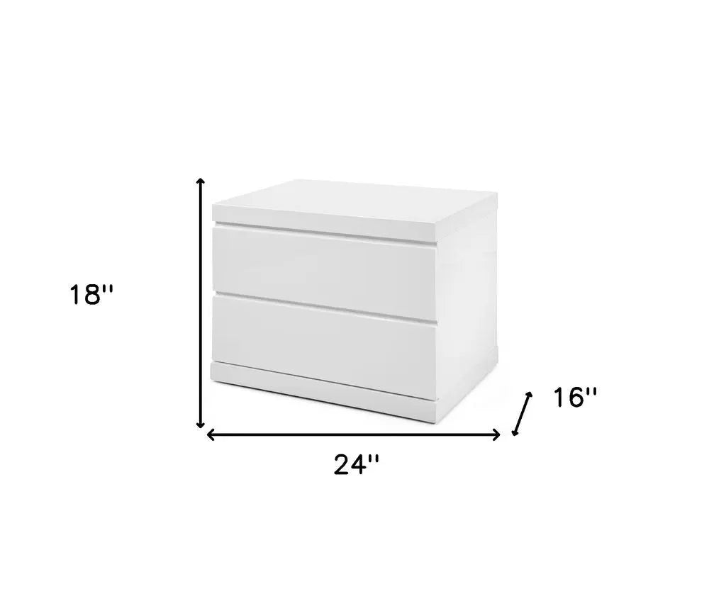 18" White Wood Two Drawer Nightstand HomeRoots