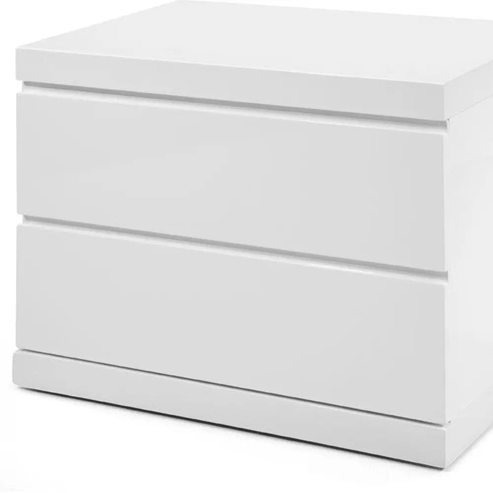 18" White Wood Two Drawer Nightstand HomeRoots