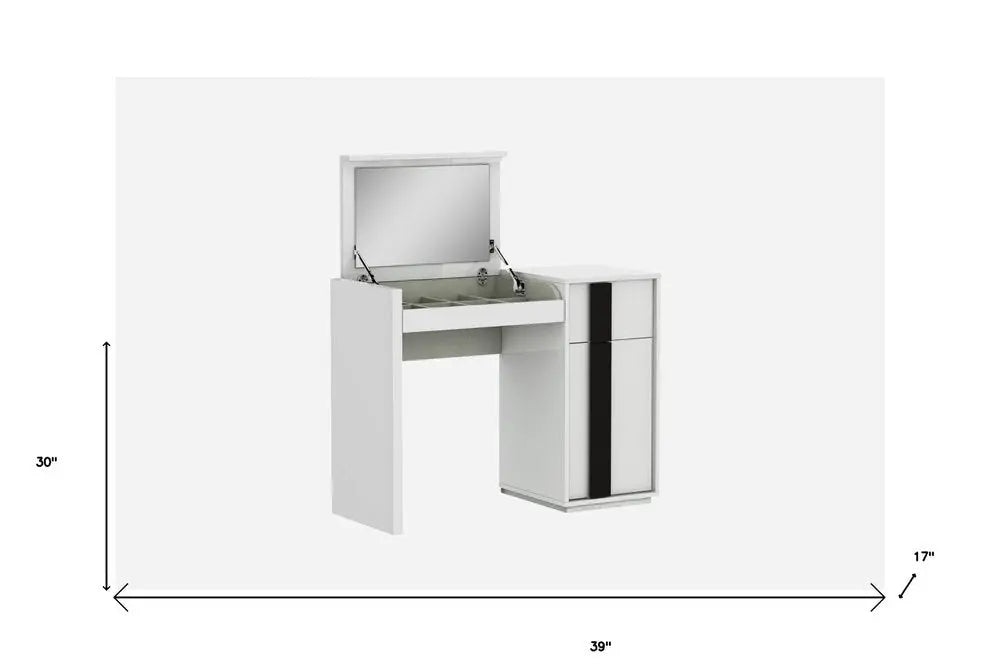 39" White Single Drawer Vanity Chest With Mirror HomeRoots