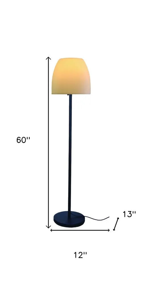 60" Black And White Metal Floor Lamp With White Bowl Shade HomeRoots