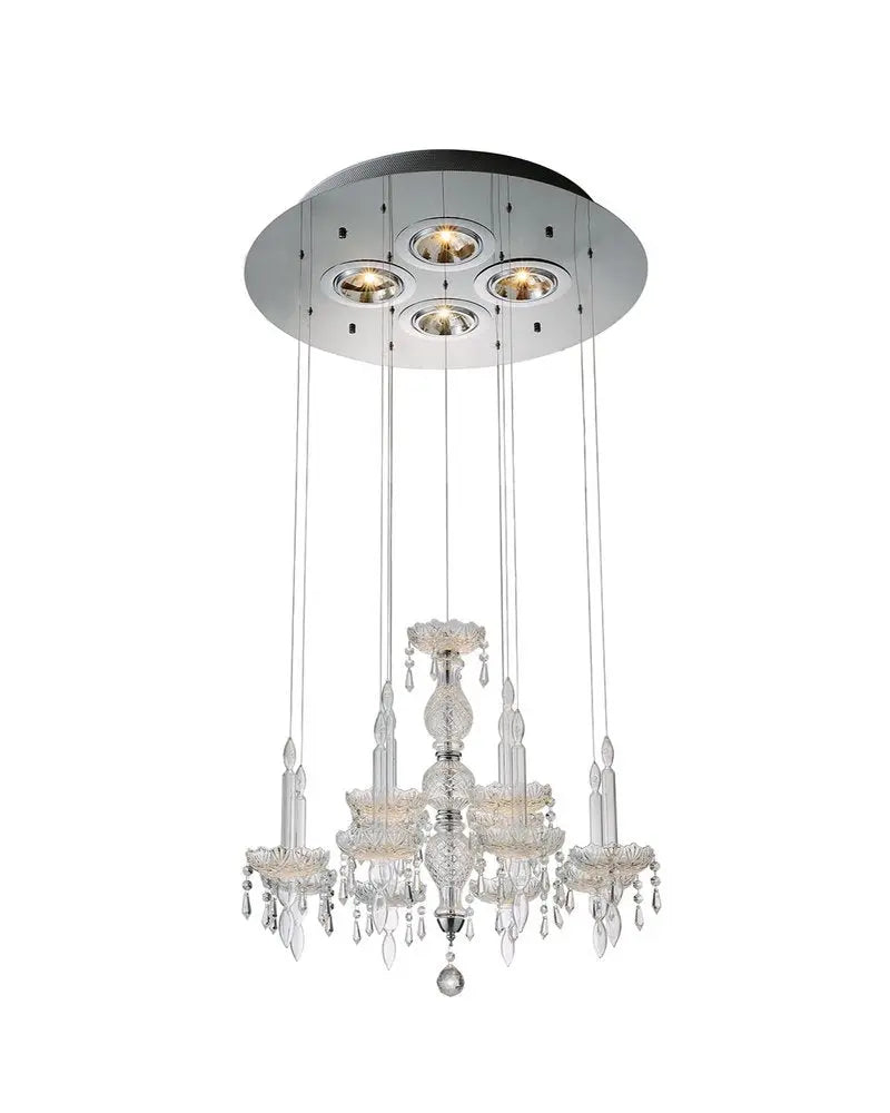 Clear Candle Style Four Light Metal and Glass Ceiling Light HomeRoots