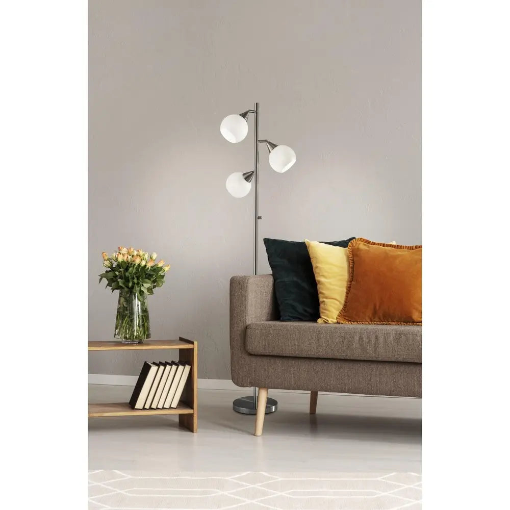 71" Silver Metal Floor Lamp With White Dome Shade HomeRoots