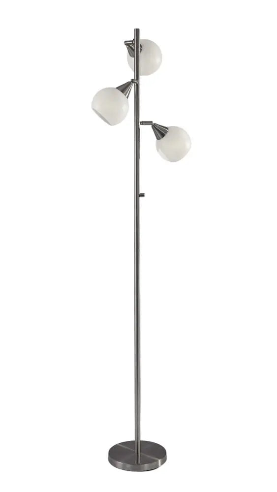 71" Silver Metal Floor Lamp With White Dome Shade HomeRoots