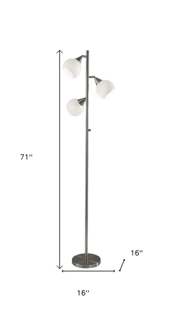 71" Silver Metal Floor Lamp With White Dome Shade HomeRoots