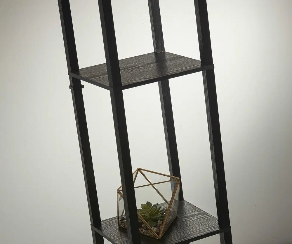 63" Black And White Solid Wood Column Floor Lamp With White Fabric Square Shade HomeRoots