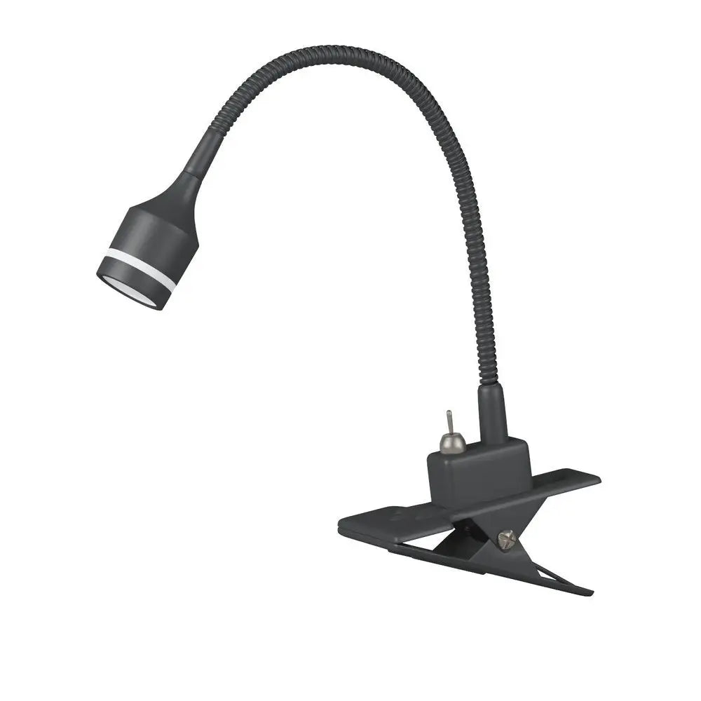 Lámpara de mesa LED con clip ajustable de metal negro de 15"