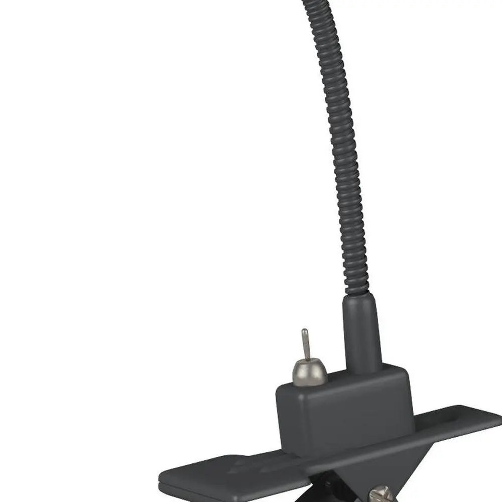 15" Black Metal Adjustable Clip On LED Table Lamp