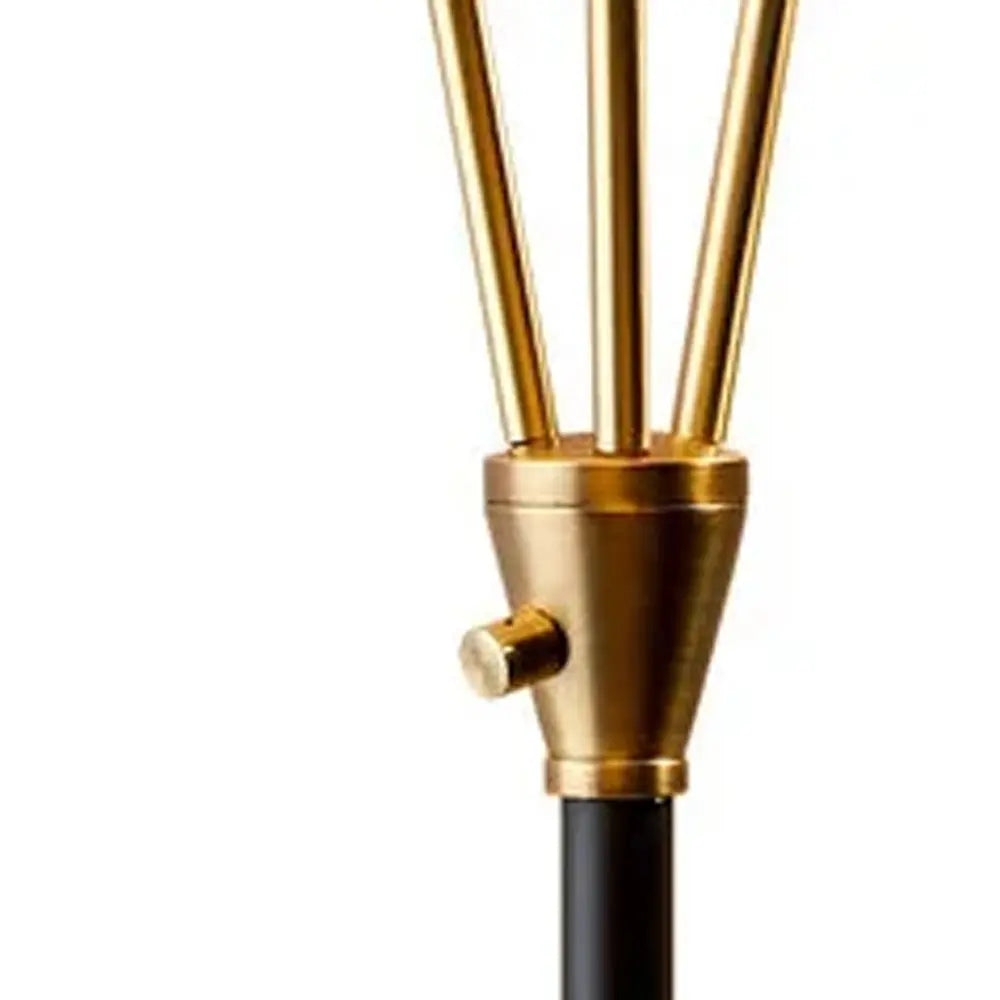 66" Black And Gold Metal Three Light Novelty Floor Lamp With Black Metal Cone Shade HomeRoots