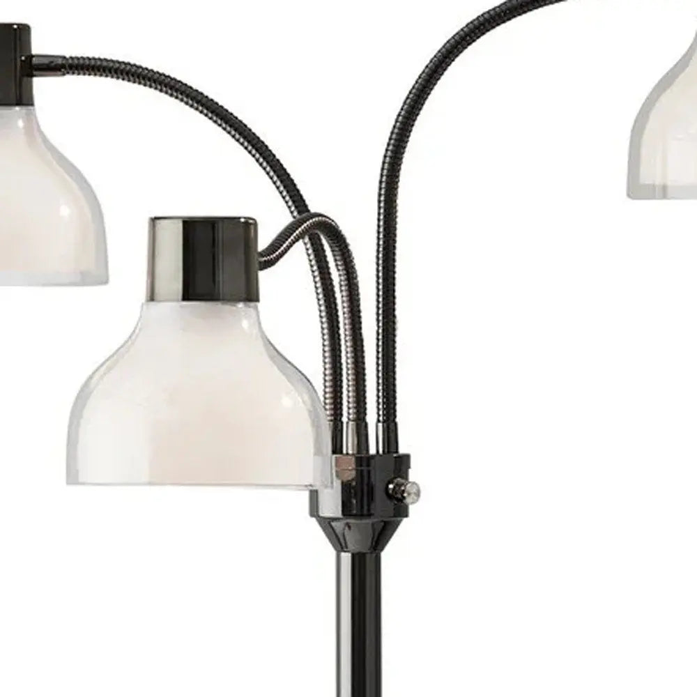 69" Black And White Metal Three Light Tree Floor Lamp With White Bowl Shade HomeRoots