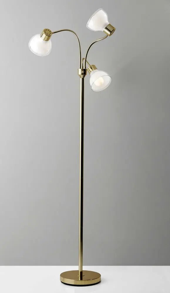 69" Gold Three Light Tree Floor Lamp With Clear Plastic Bowl Shade HomeRoots
