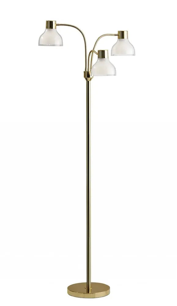 69" Gold Three Light Tree Floor Lamp With Clear Plastic Bowl Shade HomeRoots