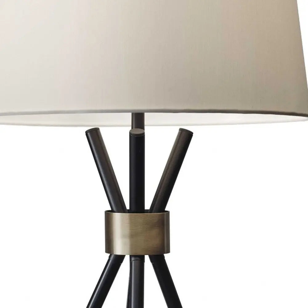 Black Metal Tripod Leg With Antique Brass Accent Table Lamp HomeRoots