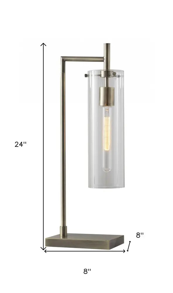 24" Brass Novelty With Clear Cylinder Shade HomeRoots