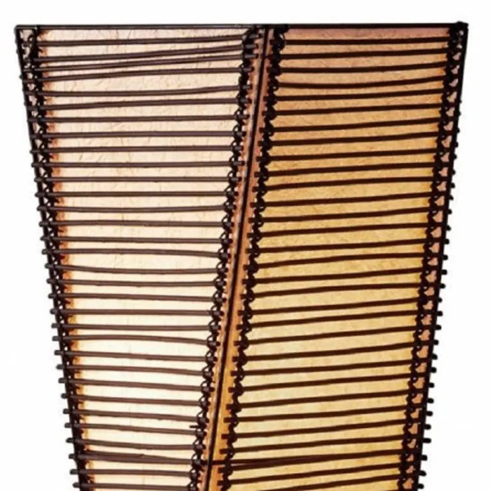 50" Black Floor Lamp With Black and Tan Twisted Cylinder Shade HomeRoots