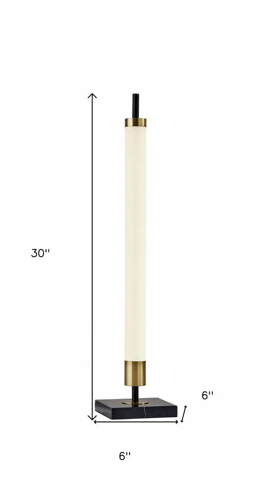 30" Black Marble Metal Standard Table Lamp HomeRoots