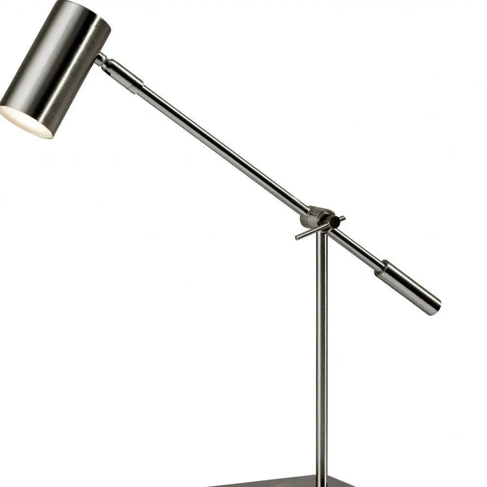22" Black Metal Swing Arm LED Desk Lamp With USB And Antiqued Gold Cylinder Shade HomeRoots