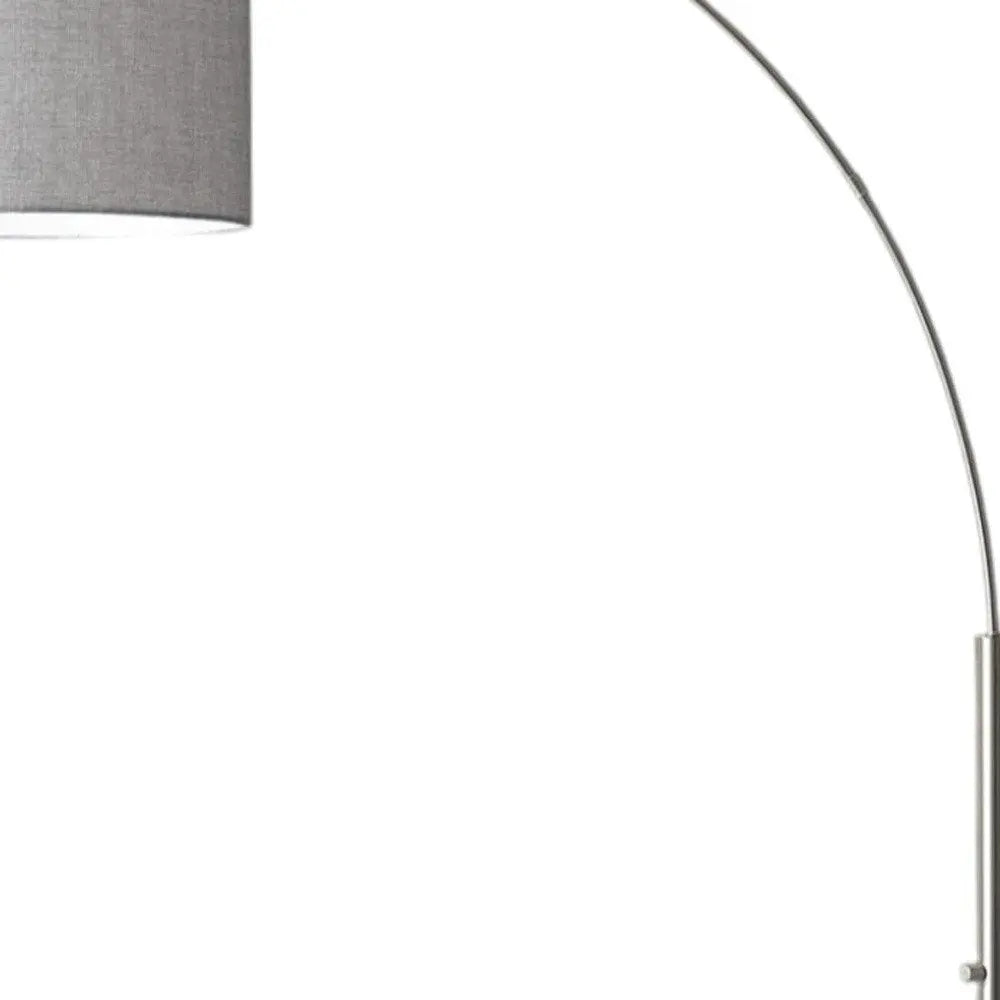 74" Silver Metal Arched Floor Lamp With Gray Linen Drum Shade HomeRoots