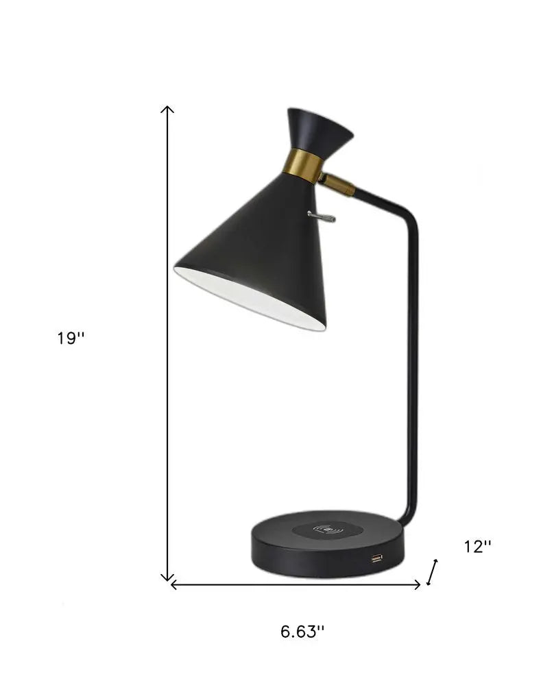 Asymmetrical Diabolo Black Metal Desk Lamp HomeRoots