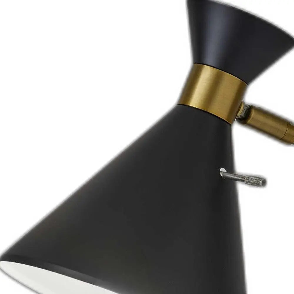 Asymmetrical Diabolo Black Metal Desk Lamp HomeRoots