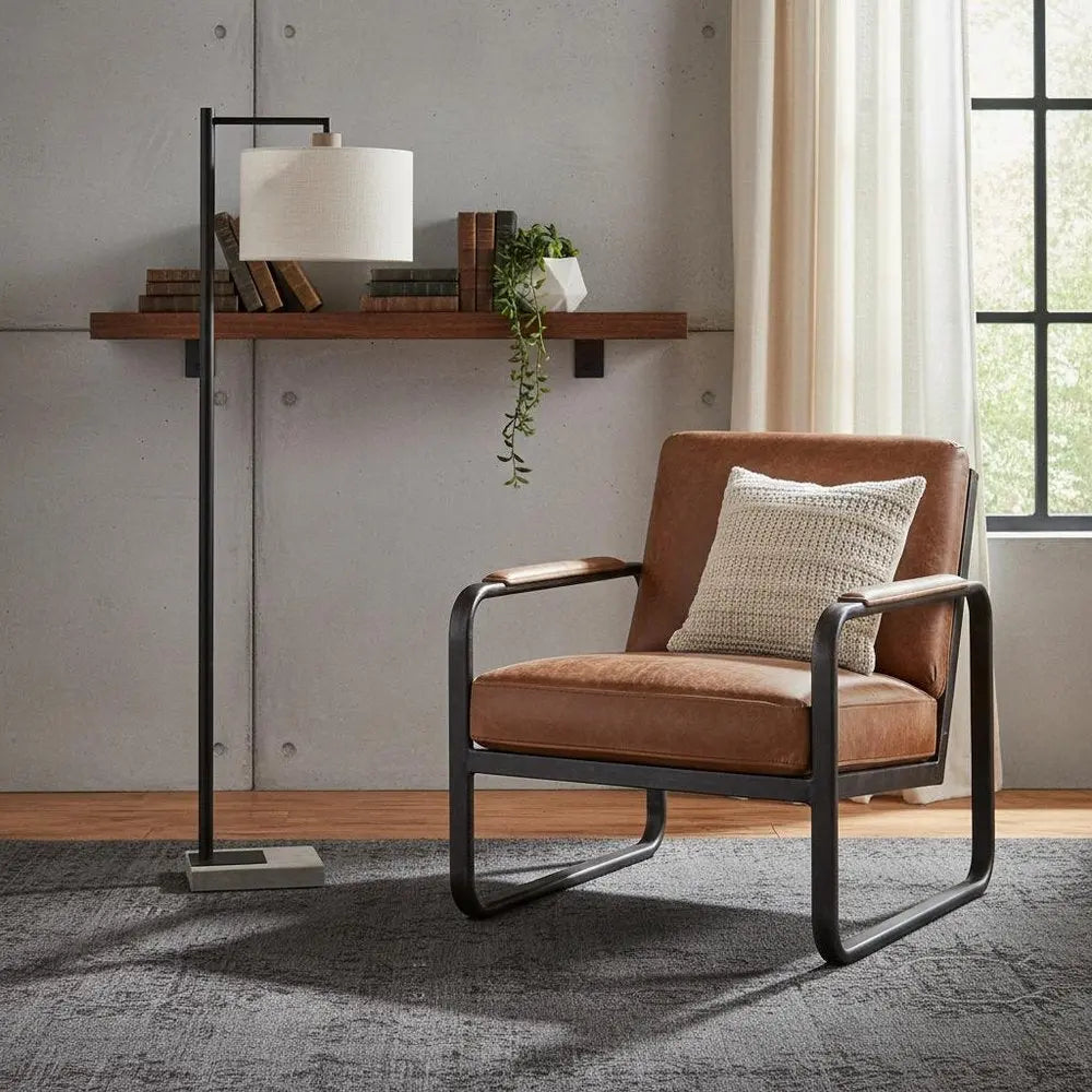 61" Grey And Black Arc Floor Lamp With White Fabric Drum Shade HomeRoots