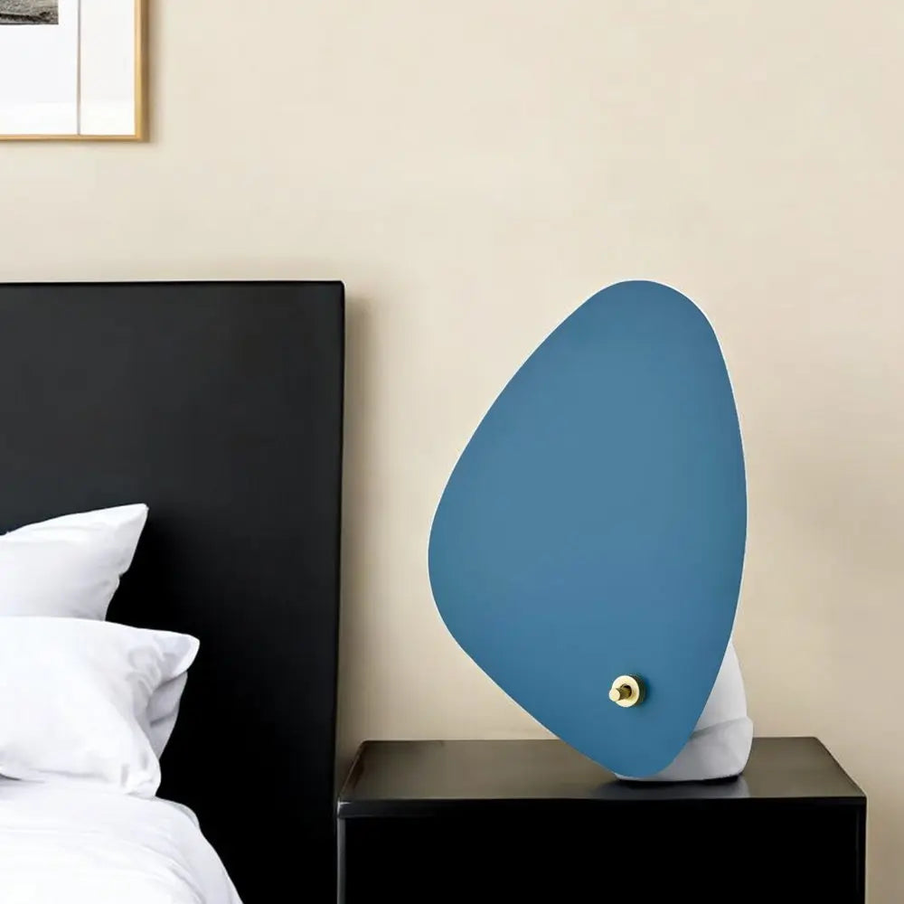 13" Gray Concrete Novelty Bedside Lamp With Aqua Novelty Shade HomeRoots