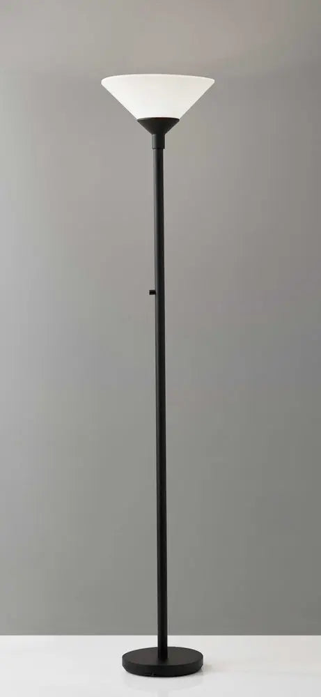 73" Black And White Torchiere Floor Lamp With White Acrylic Cone Shade HomeRoots