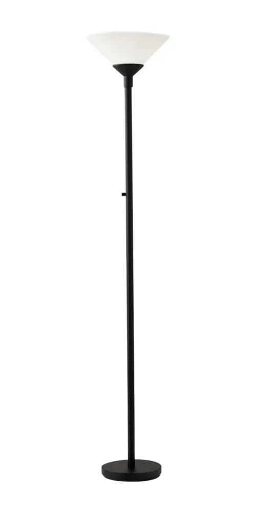 73" Black And White Torchiere Floor Lamp With White Acrylic Cone Shade HomeRoots