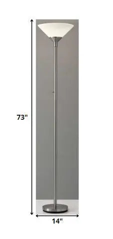 73" Black And White Torchiere Floor Lamp With White Acrylic Cone Shade HomeRoots