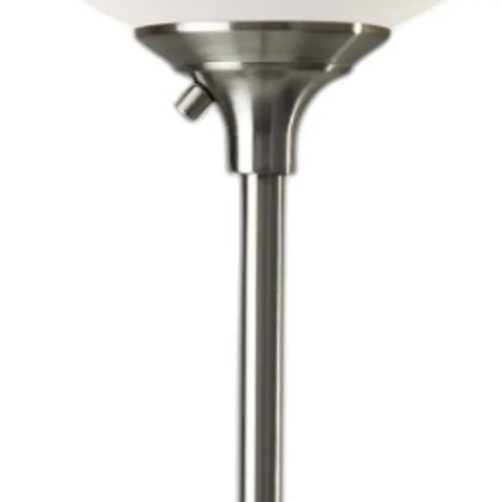 71" Silver Metal Torchiere Floor Lamp With White Bowl Shade HomeRoots