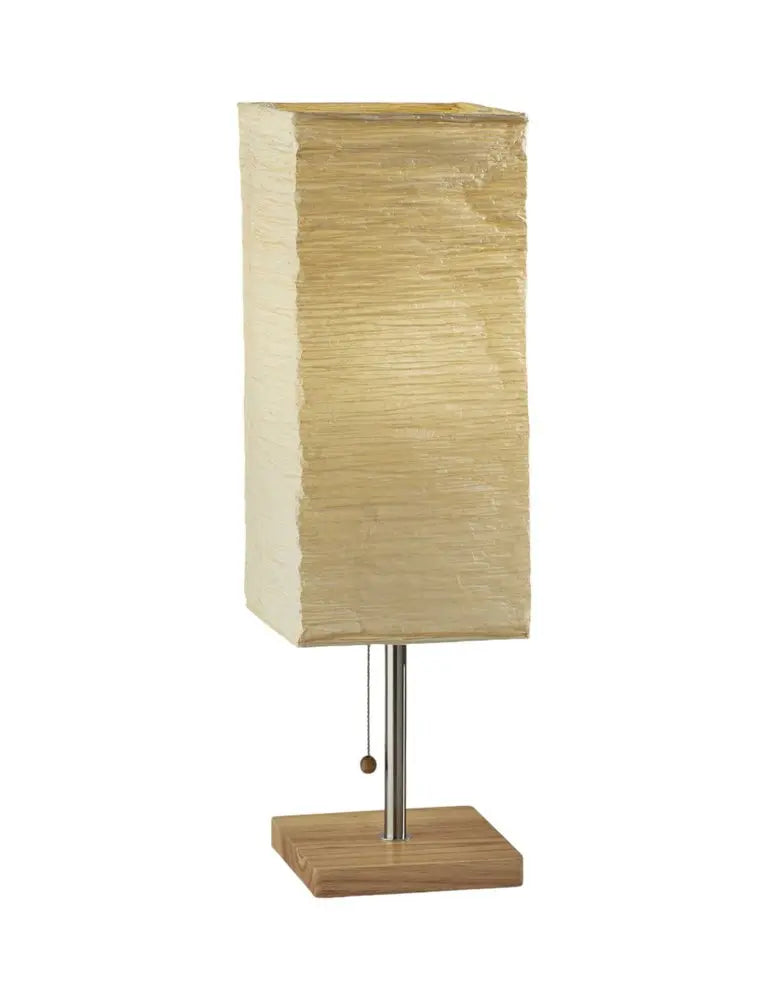25" Natural Solid Wood And Silver Metal Table Lamp Beige Paper Shade HomeRoots