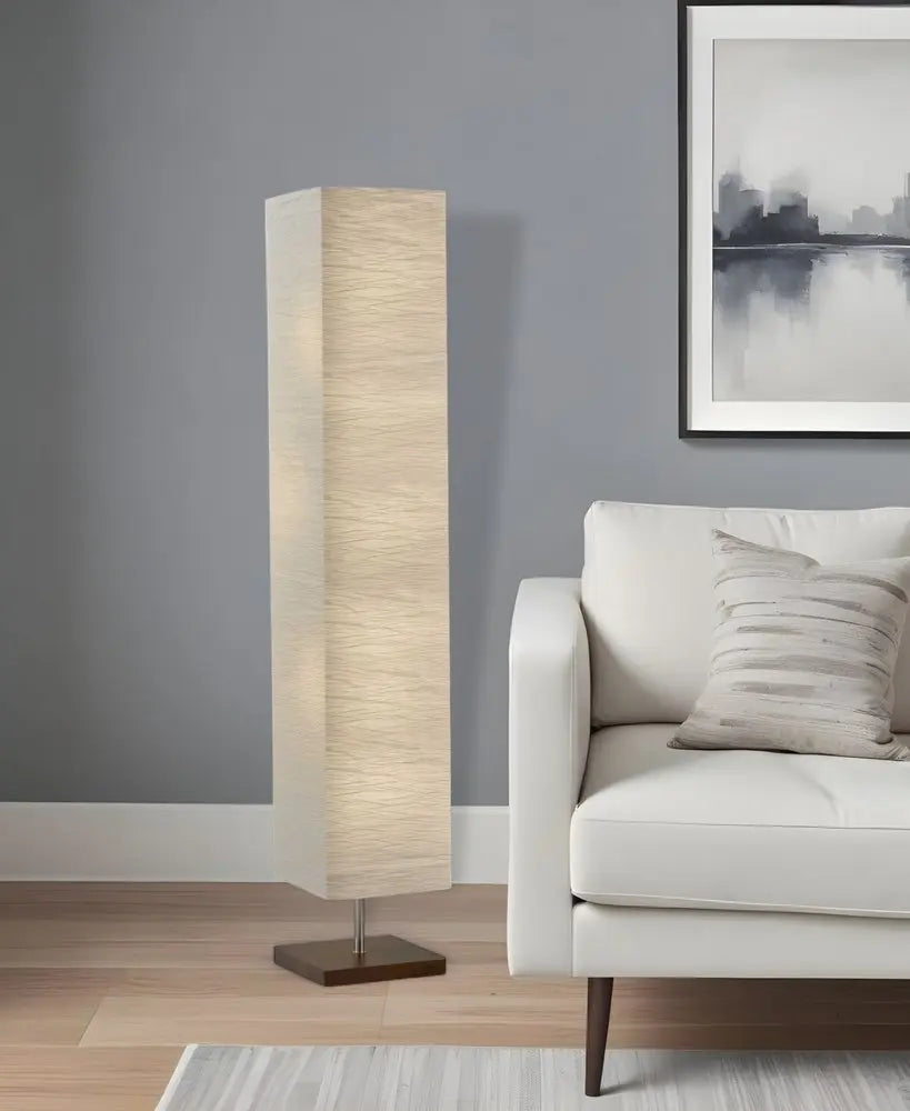 58" Natural Column Floor Lamp With Natural Paper Shade HomeRoots