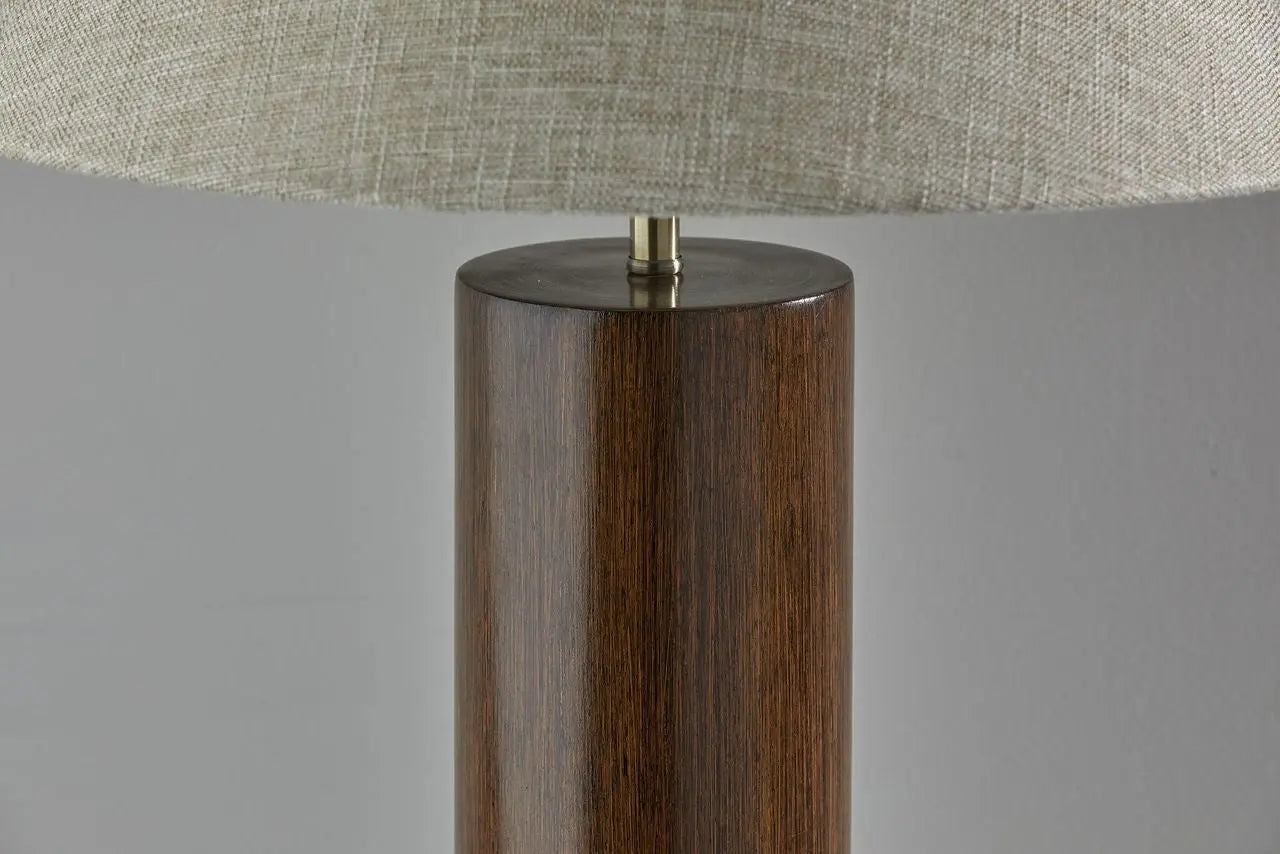 26" Natural Solid Wood Cylinder Table Lamp With White Cone Shade HomeRoots