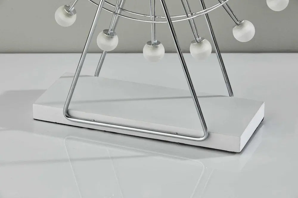 22" Off White Metal Multi Light Bedside LED Table Lamp With Off White Globe Shade HomeRoots