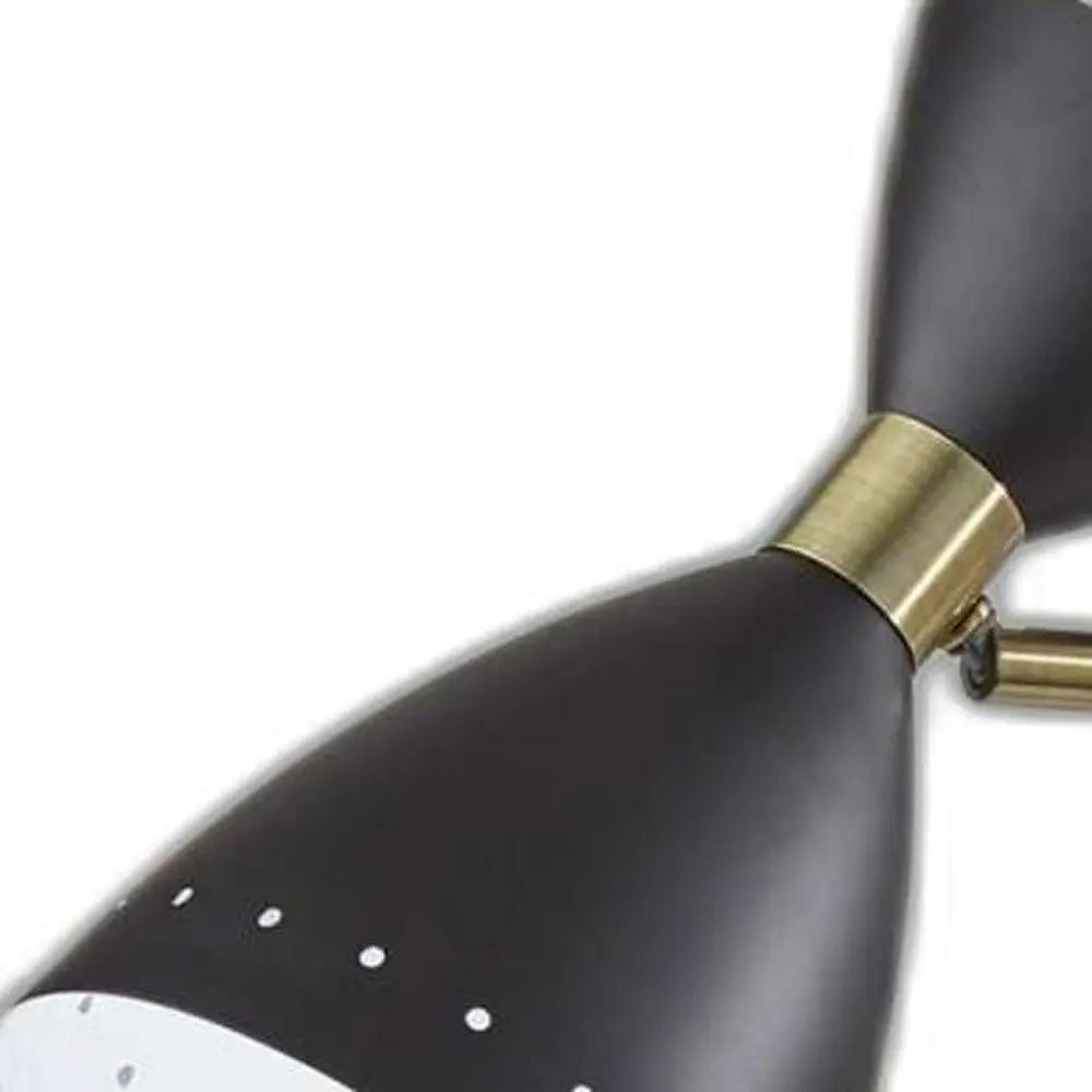 32" Black And Gold Metal Desk Lamp With Cinched Cone Shade HomeRoots