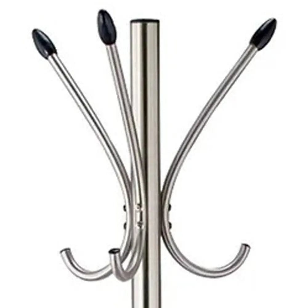 13" X 68" Brushed Steel Brushed Steel Stand  Coat Rack HomeRoots