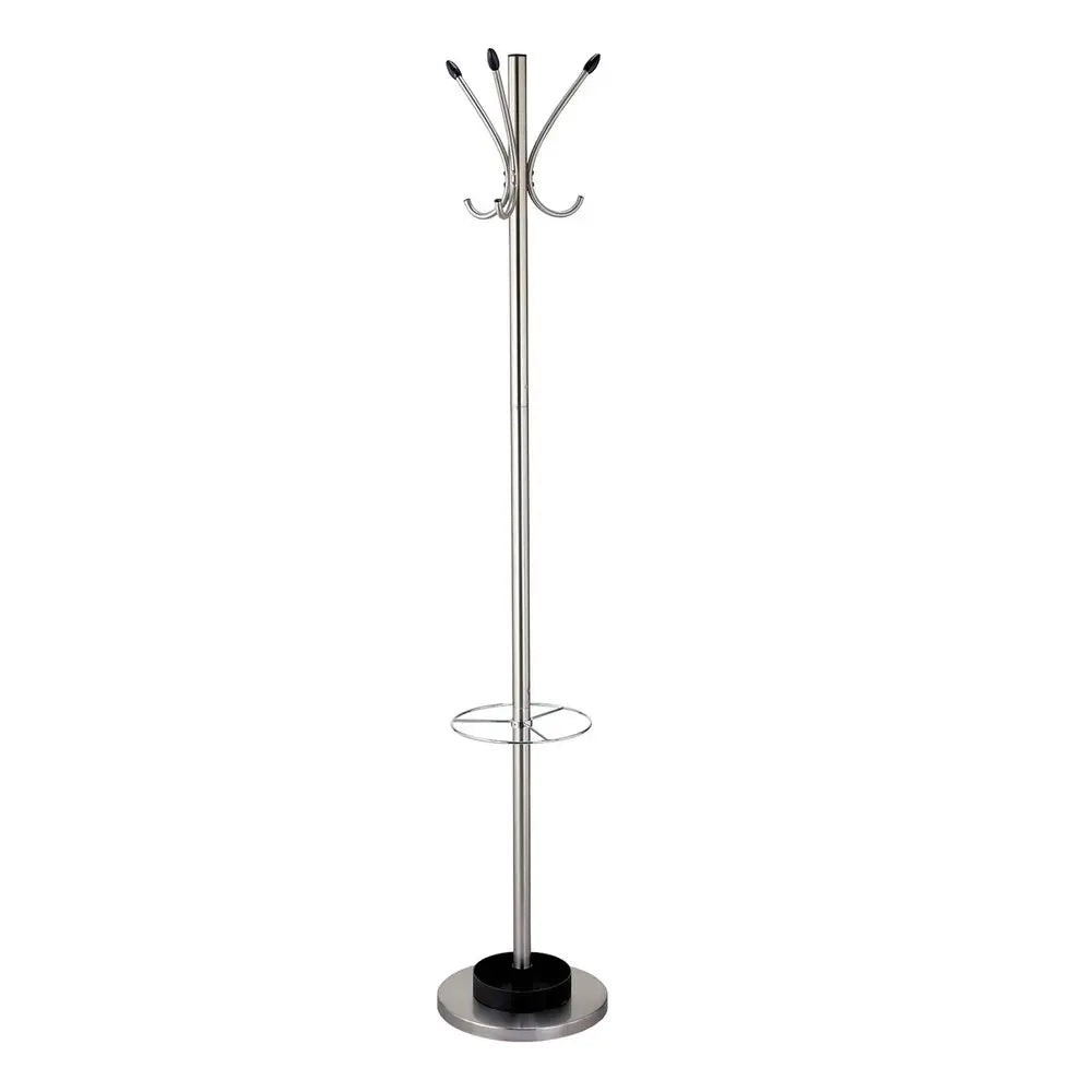 13" X 68" Brushed Steel Brushed Steel Stand  Coat Rack HomeRoots