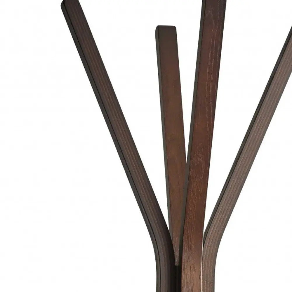 68" Brown Wood Four Hook Freestanding Coat Rack HomeRoots
