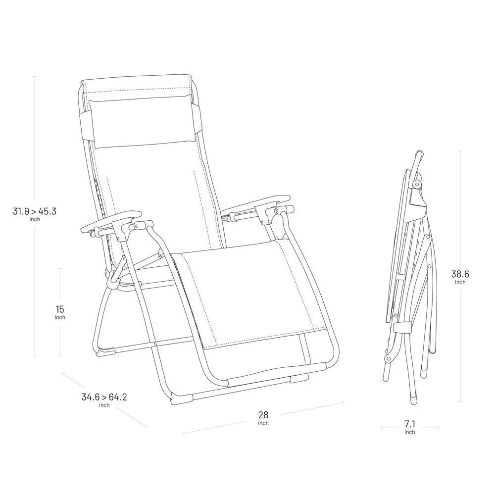 28" Graphite Metal Outdoor Zero Gravity Chair with Graphite Cushion HomeRoots