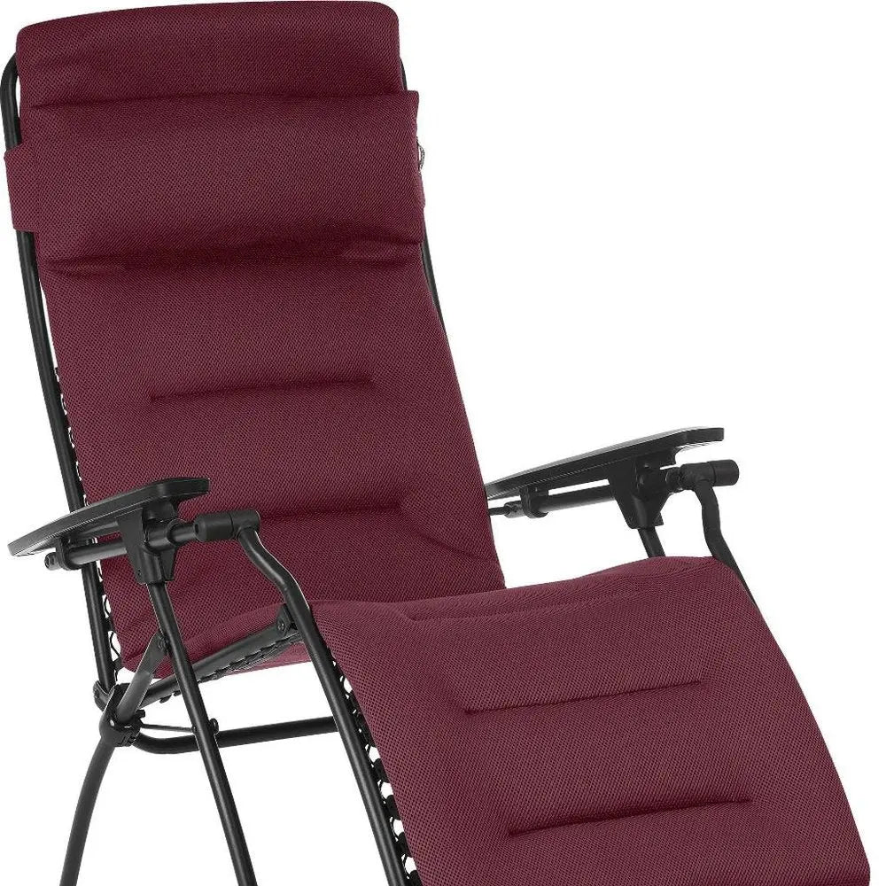 28" Red Steel Outdoor Zero Gravity Chair with Red Cushion HomeRoots
