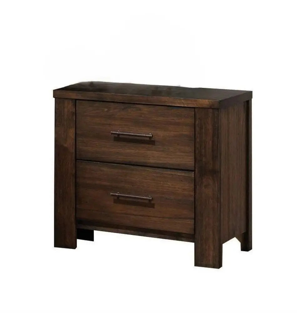 25" Brown Wood Two Drawer Nightstand HomeRoots