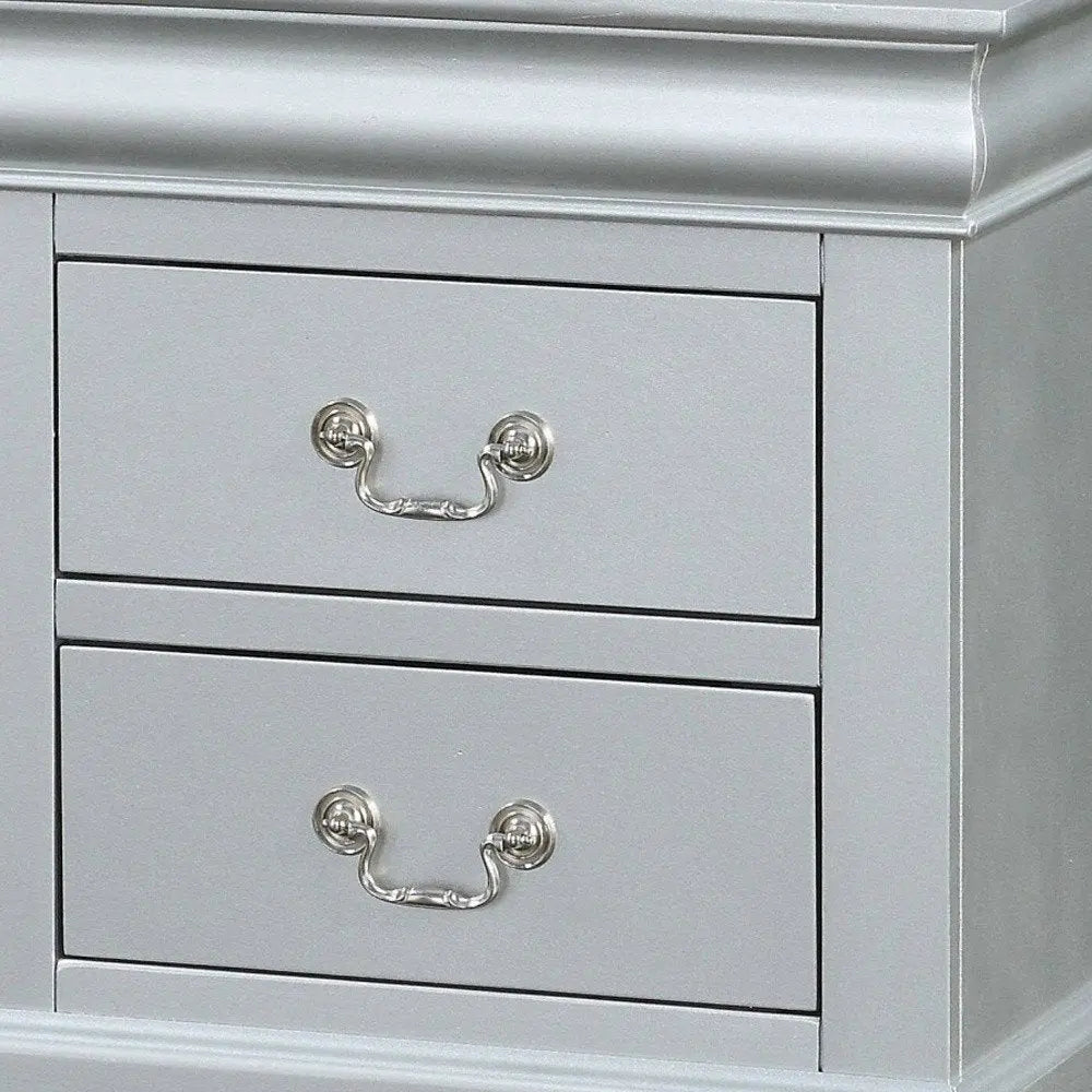 24" White Wood Two Drawer Nightstand HomeRoots