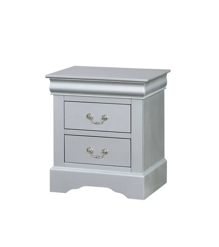 24" White Wood Two Drawer Nightstand HomeRoots