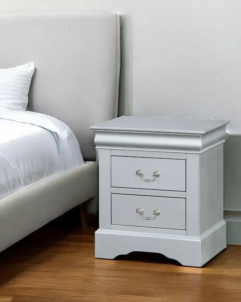 24" White Wood Two Drawer Nightstand HomeRoots