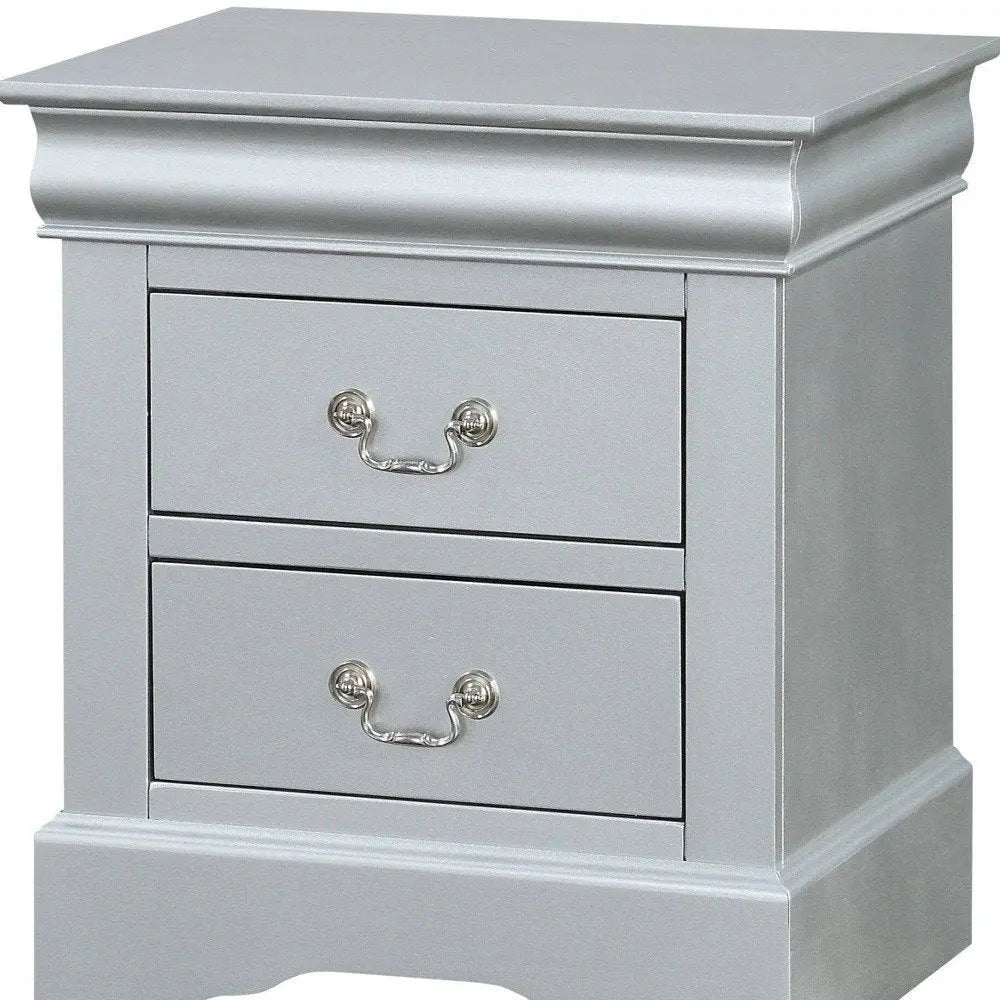 24" White Wood Two Drawer Nightstand HomeRoots